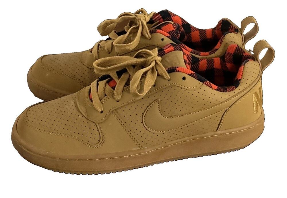 Nike Court Borough Premium Sneakers Wheat Low Top Red Black Plaid Mens Sz 8 EUC!